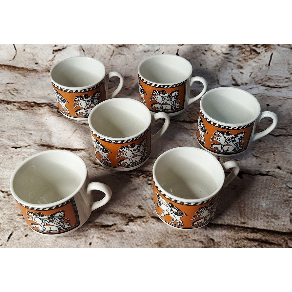6 Vintage Keramikos Athens Greece Mythology Candia Espresso Cups‎
